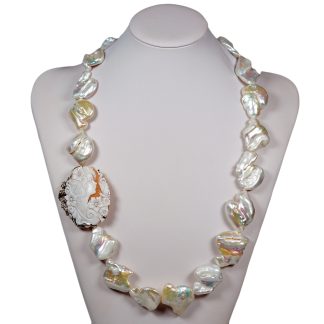 Collana Perle Top Schiacciate e Cameo