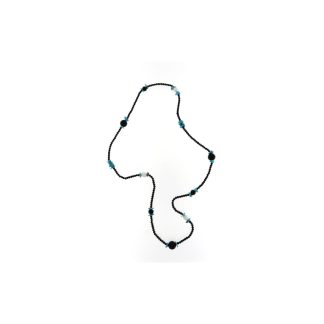 Collana spinello di agata nera e scaglie di turchese