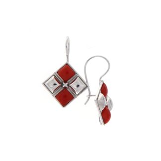 Orecchini rombo argento e corallo