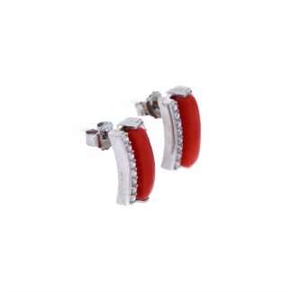 Orecchini argento e barretta di corallo