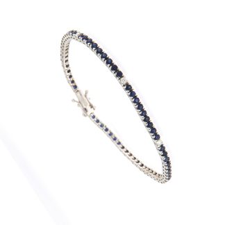 bracciale tennis bicolore zaffiri e brillanti