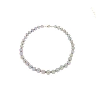 collana di perle grige con chiusura  in argento