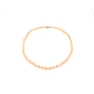 collana di perle rosa con chiusura in argento