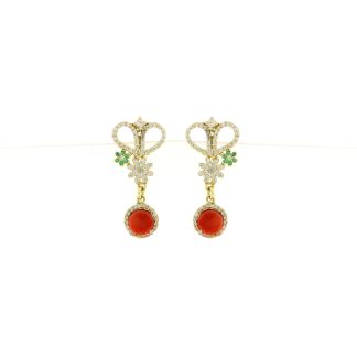 orecchini con ramo argento e corallo rosso